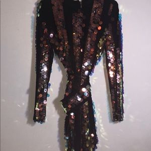 Belted Sequin Mini Dress